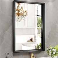 22 x 30 Inch Black Framed Mirror for Bathroom,