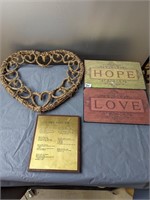 4 Piece Lot- Wicker Hanging Heart &