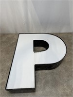 LED Letter P Lighted Sign Has some Cracks in the