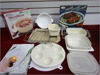 Microwave dishes and cookers and more.