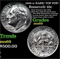 1996-w Roosevelt Dime RARE! TOP POP! 10c Grades ms