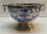 7" MEISSEN BLUE ONION FOOTED BOWL. 9-1/2" DIA.