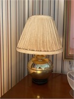 Vintage Polished Brass Round Table Lamp