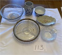 Miscellaneous glassware and porcelain dishes