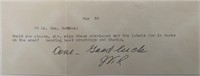 WWII Lt. Gen. Jay T. Robbins signed note