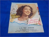 1947 Red & White foods calendar incomplete