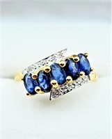 Gold Plated Sterling Silver Natural Blue Sapphire.