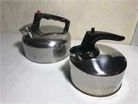 Pair of Stainless Steel Tea Kettles