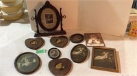 Assorted vintage wood picture frames w/little girl