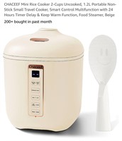 CHACEEF Mini Rice Cooker 2-Cups Uncooked, 1.2L