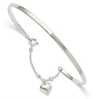 Sterling Silver- Puffed Heart Bangle Anklet