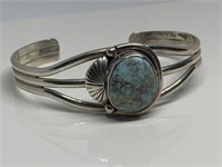 STERLING SILVER TURQUOISE CUFF BRACELET