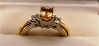 18K Gold Citrine & Diamond Ring