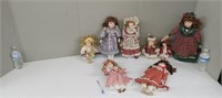 PORCELAIN COLLECTIBLE DOLLS SOME WITH STAND