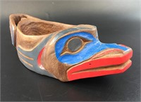 Small Tlingit potlatch bowl, 8" long