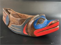 Small Tlingit potlatch bowl, 10" long