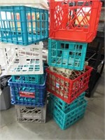 12 various plastic crates