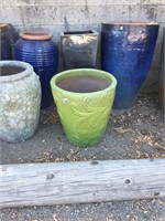 Large Green Pot with Design