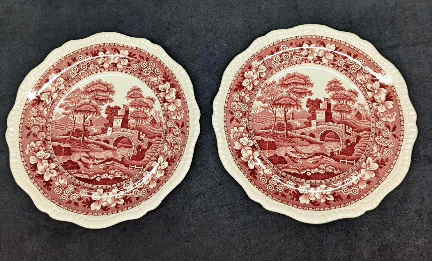 2 Vintage Fine China Spode Tower Dinner Plates