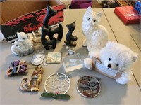 Lot of Kitty Decor & Bear Plushie