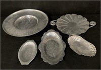 Hammered Metal Look Trays & Bowls