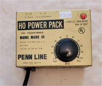 Vintage Penn Line HO power pack. 5"×3¾"×2".