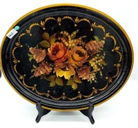 Floral Painted Toleware Tray