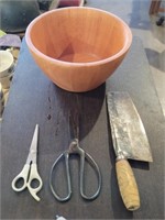 Wooden Bowl W/Tools