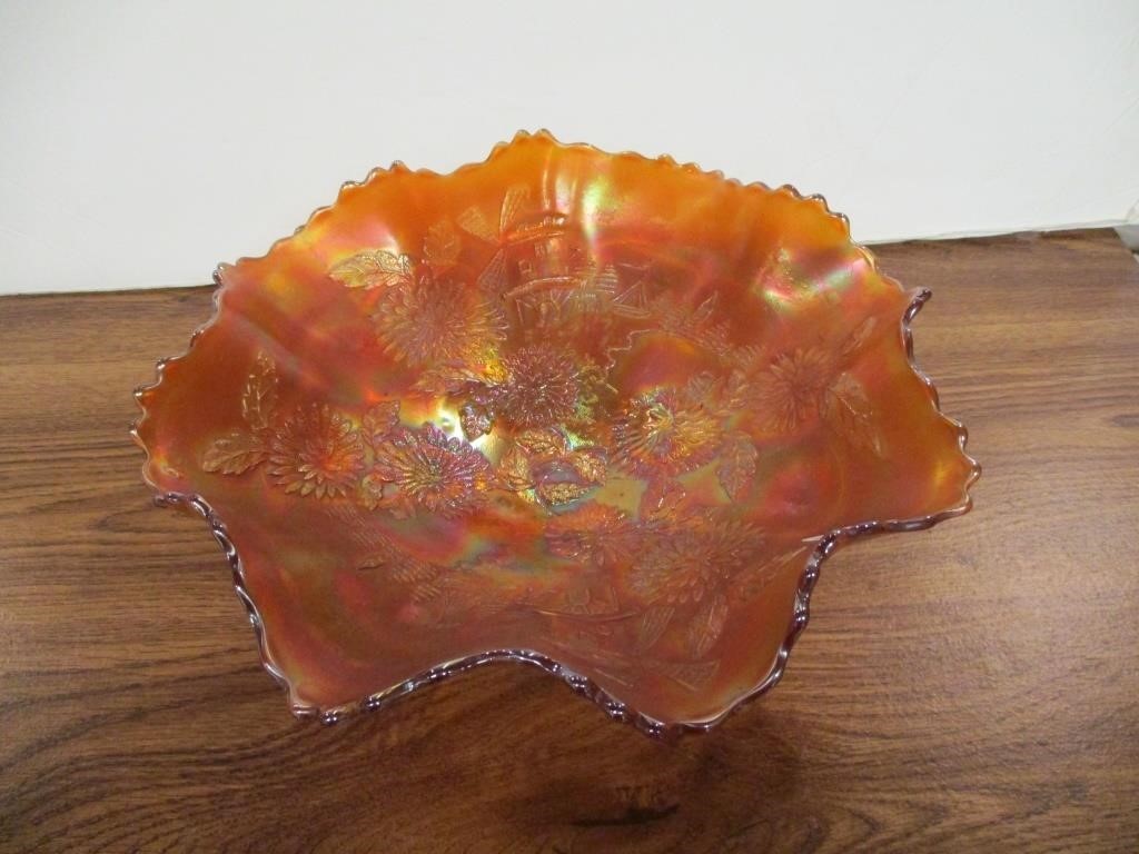 Marigold Carnival Glass Windmill Bowl