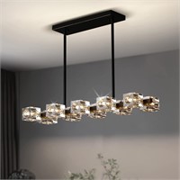 OKES Dining Room Light Fixture,Modern Crystal Cha