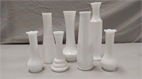 Milk glass bud vases