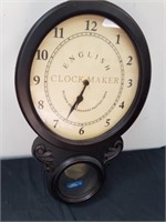 English clockmaker wall clock 21 inch X 12 in