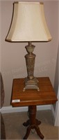 Small Oak Table with Lamp