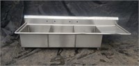 STAINLESS STEEL 3 COMPARTMENT SINK W/ 24" RIGHT