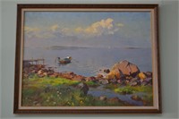 Painting of Fjord Scene By Even Ulving