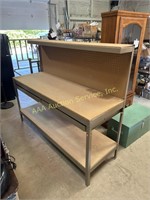 3-tier work bench with pegboard back, metal &