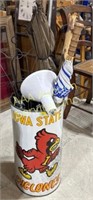 Iowa State Cyclones metal waste bin, canes, rug