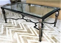 Metal Frame Coffee Table & Beveled Glass