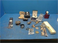 Box of assorted watches, keys,rings, necklaces,