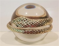 Metal Snake Glass Paperweight