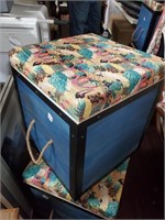 New Wooden Storage Stool w/Parrots