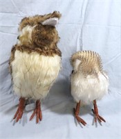 PAIR OF REALISTIC OWL DECOR W/ FUR AND FEATHERS