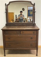 1920'S MAHOGANY FOUR DRAWER CHEST W MIRROR