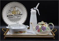 VINTAGE SERVING TRAY, WHIP CREAM CANISTER, ETC