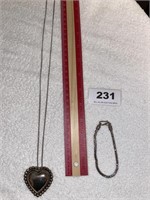 sterling heart pendant necklace and bracelet