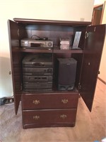 Stereo Cabinet With Sony Stereo, DVR Player