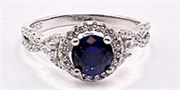 925S 1.0ct Lab-Grown Blue Sapphire Ring