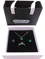 Sterling Silver 3 Piece Emerald Jewelry Set