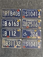 (8) 1976 Kansas License Plates