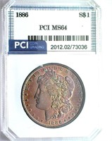 1886 Morgan PCI MS64 Excellent Toning